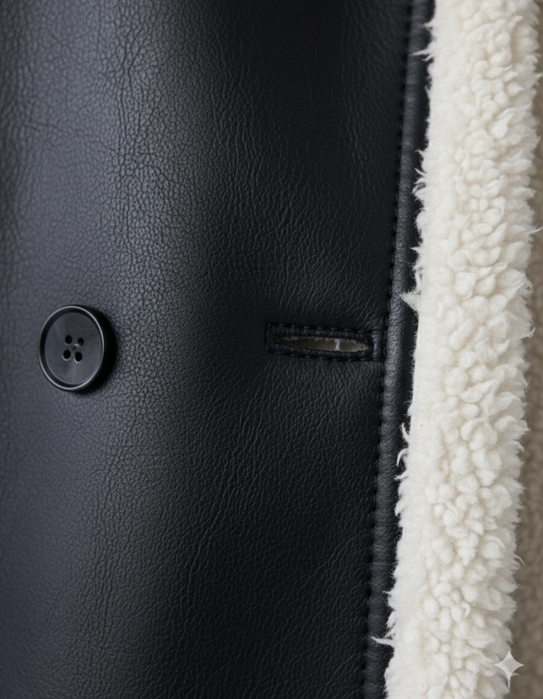 Damen Mantel aus Veganleder mit Plüschfutter | Warm & Modern