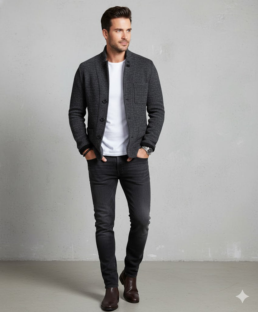 Herren Strickjacke mit Stehkragen | Slim Fit | Winter