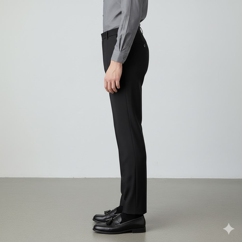 Herren Bundfaltenhose elegant | Moderner Slim Fit mit Doppelverschluss