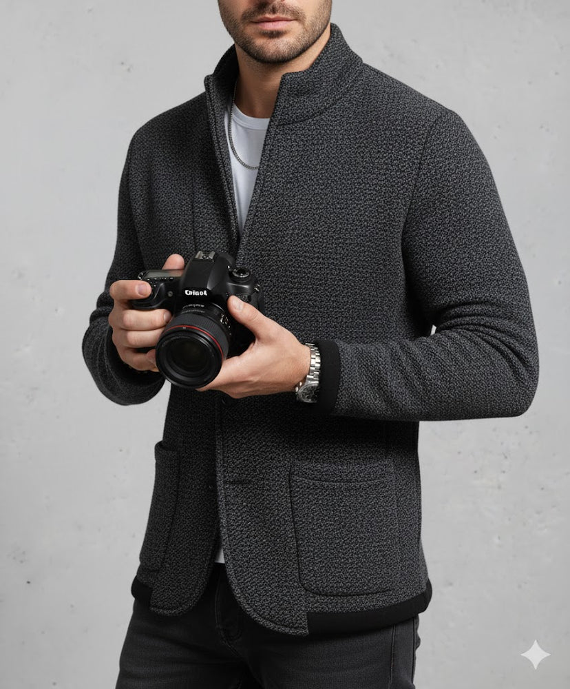 Herren Strickjacke mit Stehkragen | Slim Fit | Winter