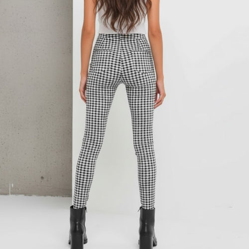 Damen Karohose Slim Fit | Hoher Bund & Figurbetont