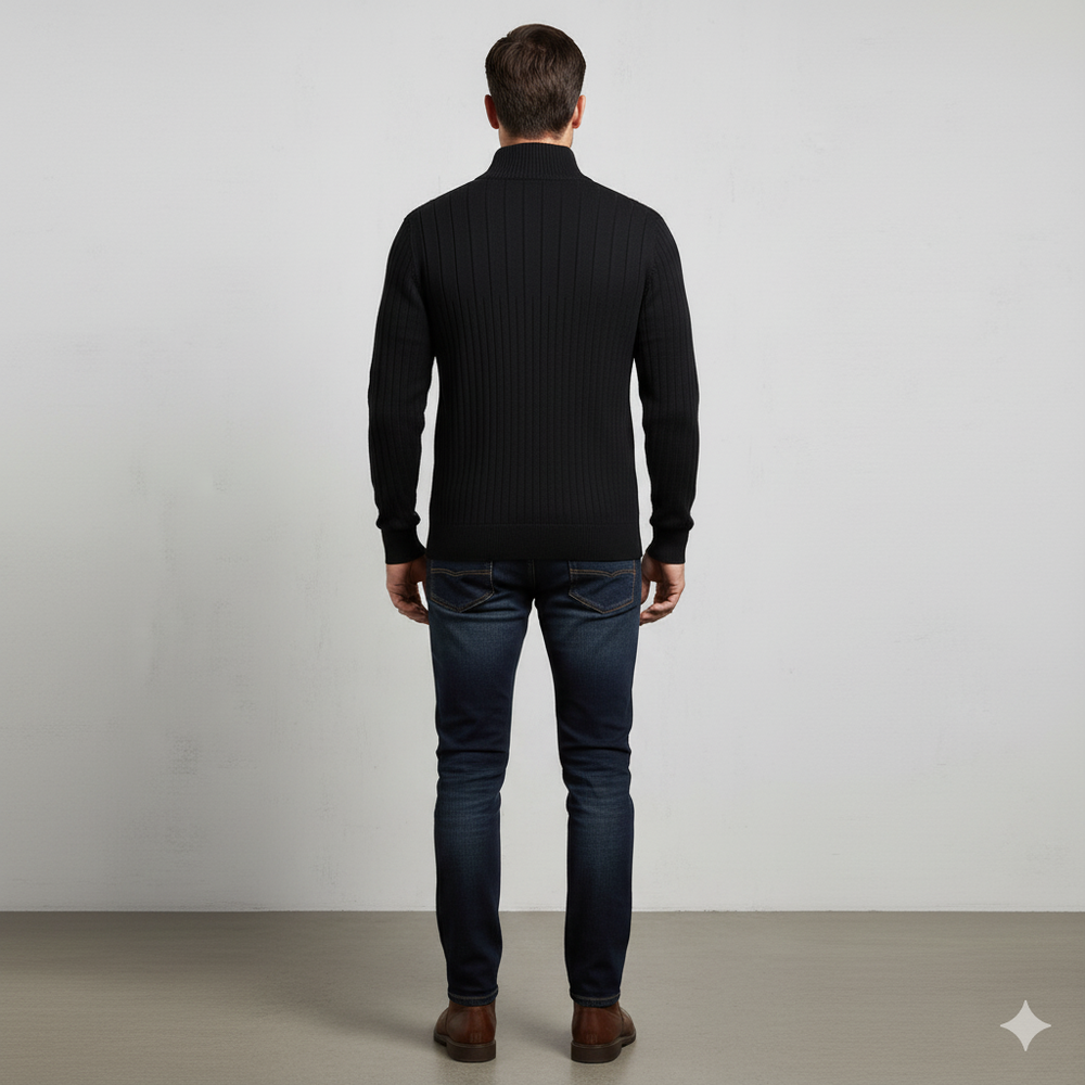 Herren Strickpullover mit Stehkragen | Halbzip | Winter