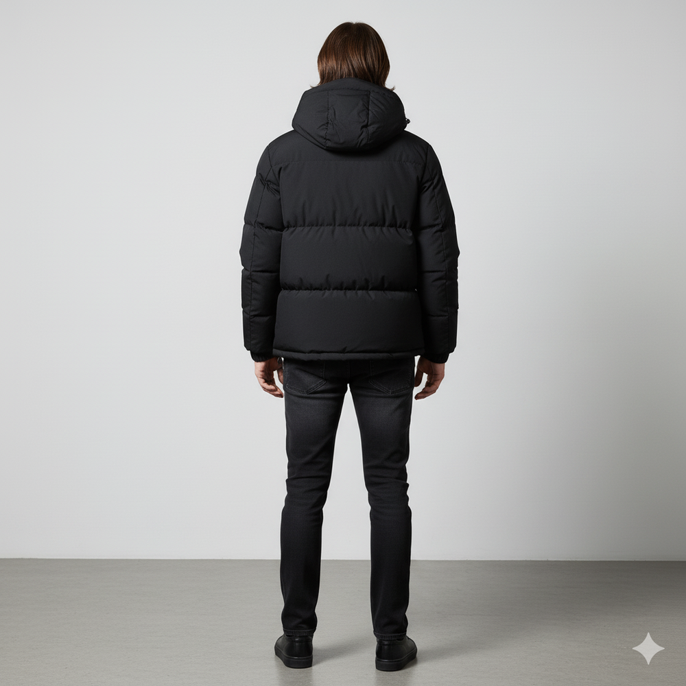 Warme Herren Pufferjacke mit Kapuze