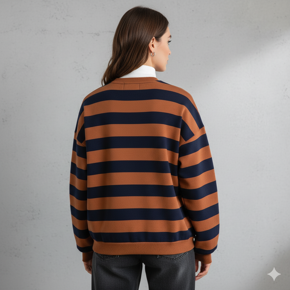 Damen Pullover Kuschelig Lässig | Gestreift | Rundhals