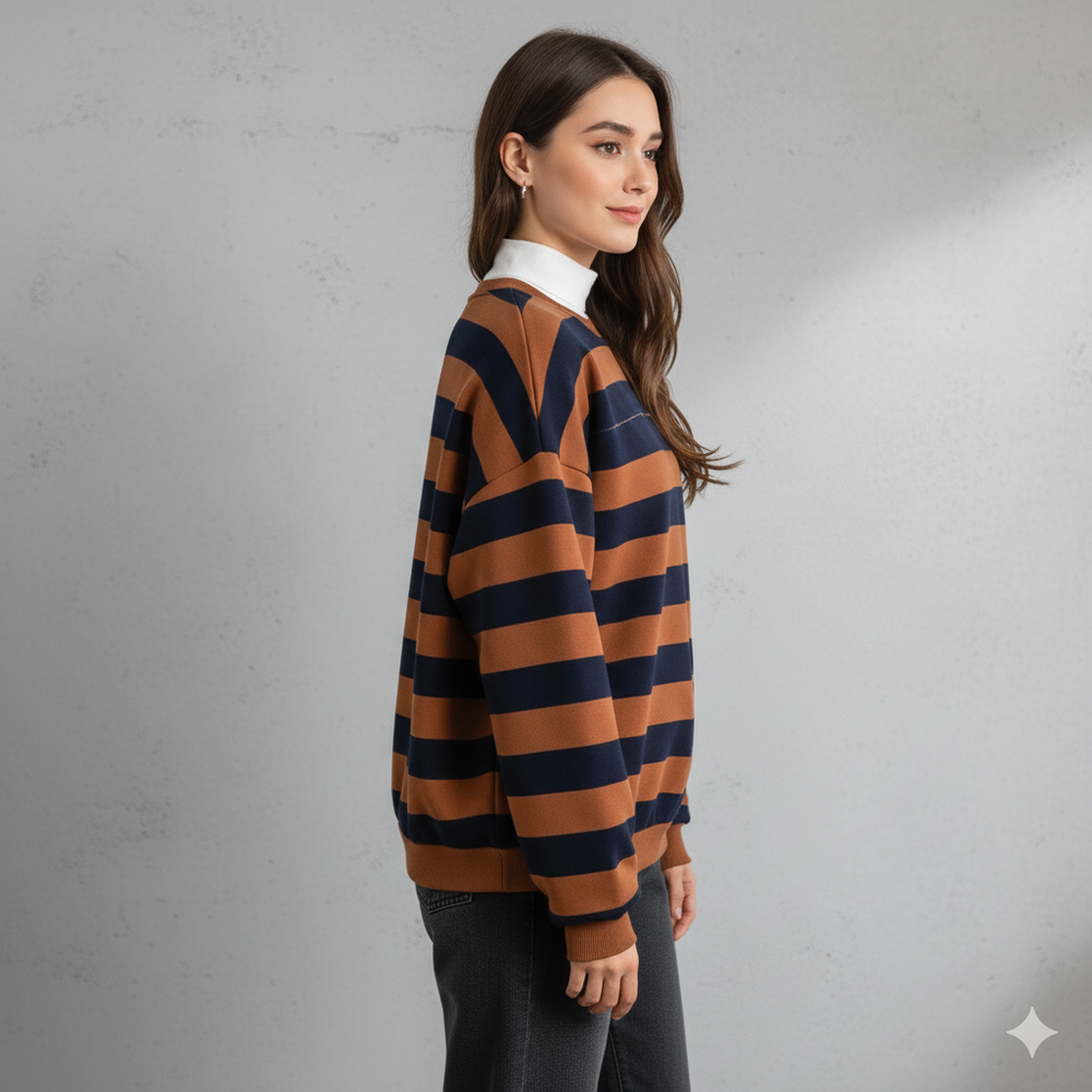 Damen Pullover Kuschelig Lässig | Gestreift | Rundhals