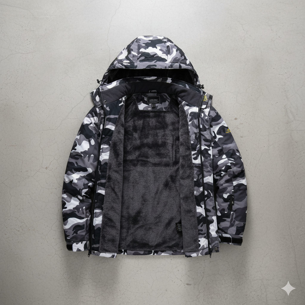 Herren Skijacke mit Kapuze | Winddicht & Warm | Winter Outdoor