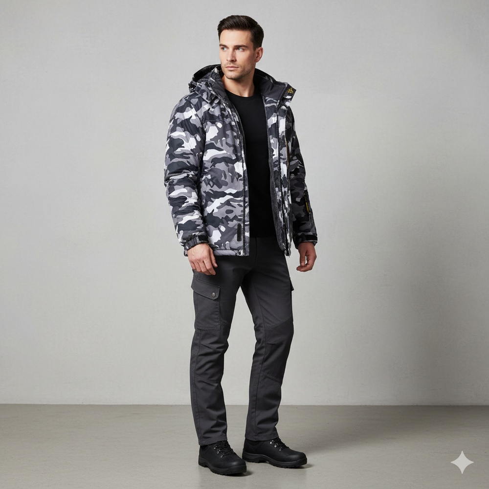 Herren Skijacke mit Kapuze | Winddicht & Warm | Winter Outdoor