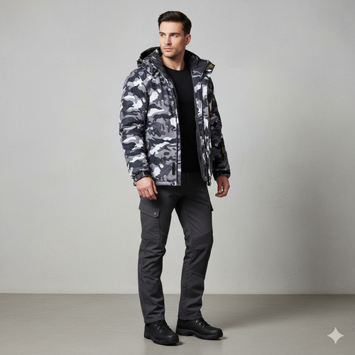 Herren Skijacke mit Kapuze | Winddicht & Warm | Winter Outdoor