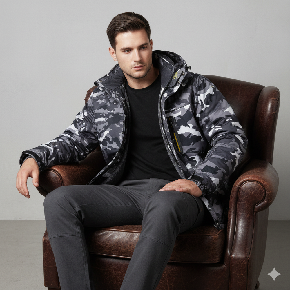 Herren Skijacke mit Kapuze | Winddicht & Warm | Winter Outdoor