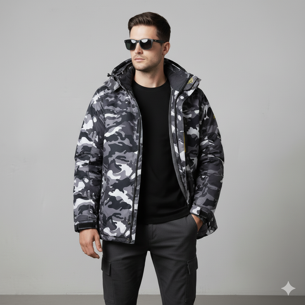 Herren Skijacke mit Kapuze | Winddicht & Warm | Winter Outdoor