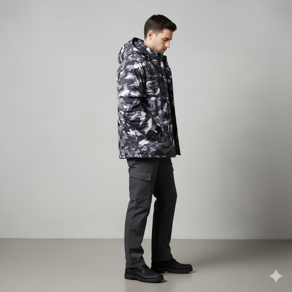 Herren Skijacke mit Kapuze | Winddicht & Warm | Winter Outdoor