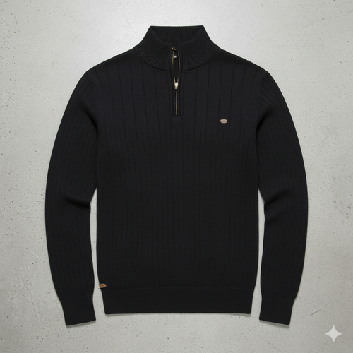 Herren Strickpullover mit Stehkragen | Halbzip | Winter