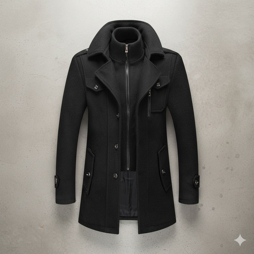 Eleganter Herren Wollmantel mit Stehkragen | Winter | Warm