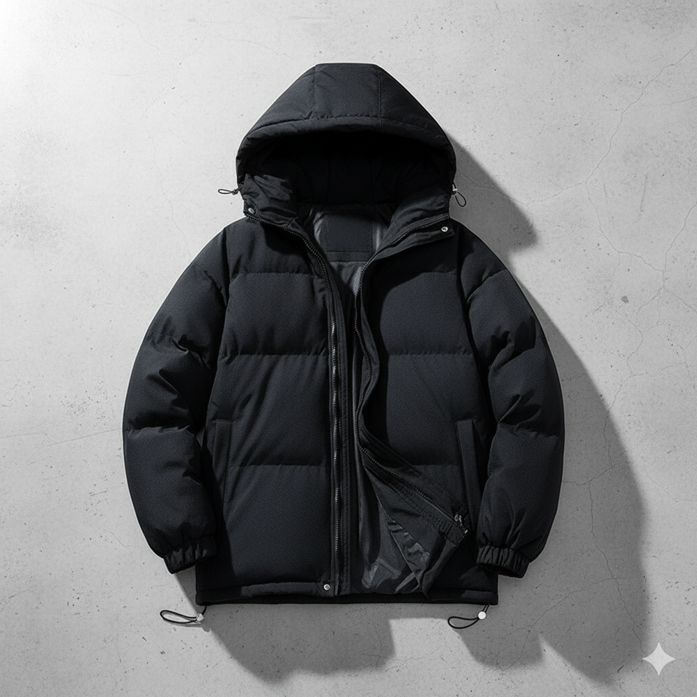 Warme Herren Pufferjacke mit Kapuze