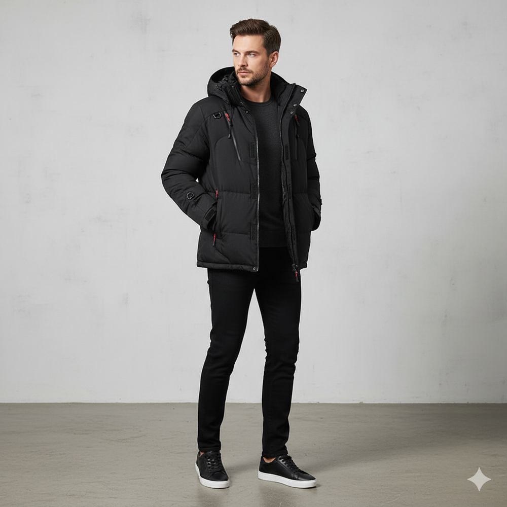 Herren Steppjacke mit Kapuze | Winter | Warm & Atmungsaktiv