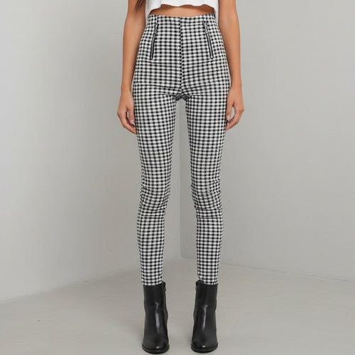 Damen Karohose Slim Fit | Hoher Bund & Figurbetont