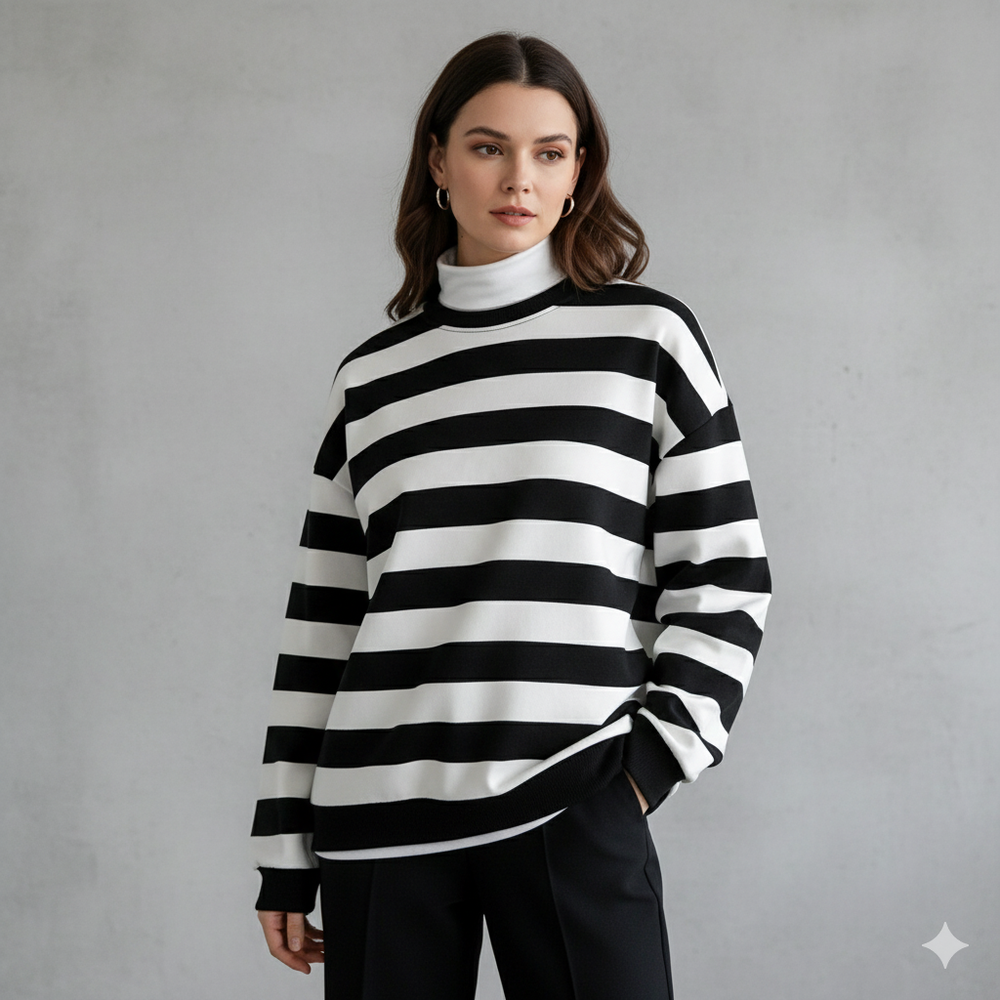 Damen Pullover Kuschelig Lässig | Gestreift | Rundhals