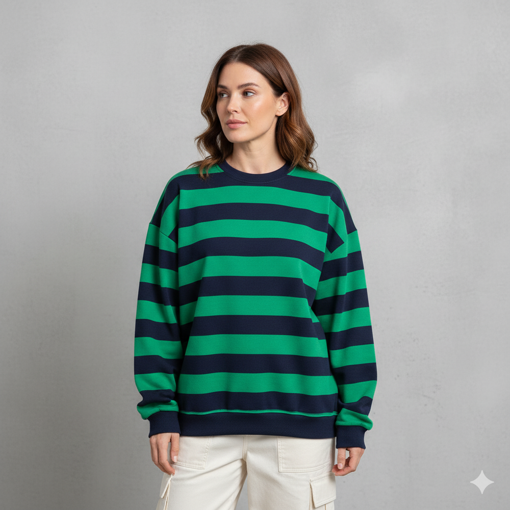 Damen Pullover Kuschelig Lässig | Gestreift | Rundhals