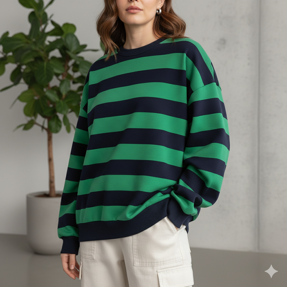 Damen Pullover Kuschelig Lässig | Gestreift | Rundhals