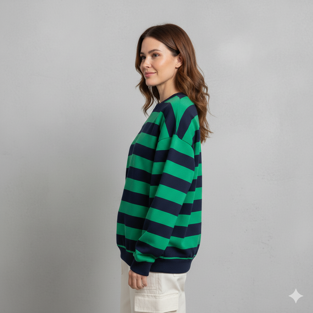 Damen Pullover Kuschelig Lässig | Gestreift | Rundhals