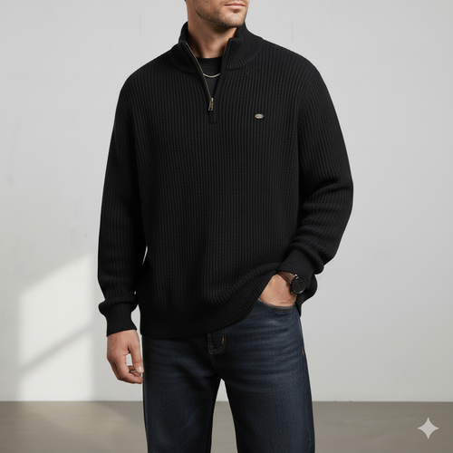 Herren Strickpullover mit Stehkragen | Halbzip | Winter