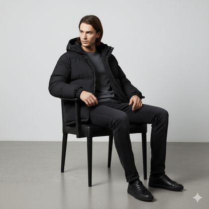 Warme Herren Steppjacke mit Kapuze | Winter Casual