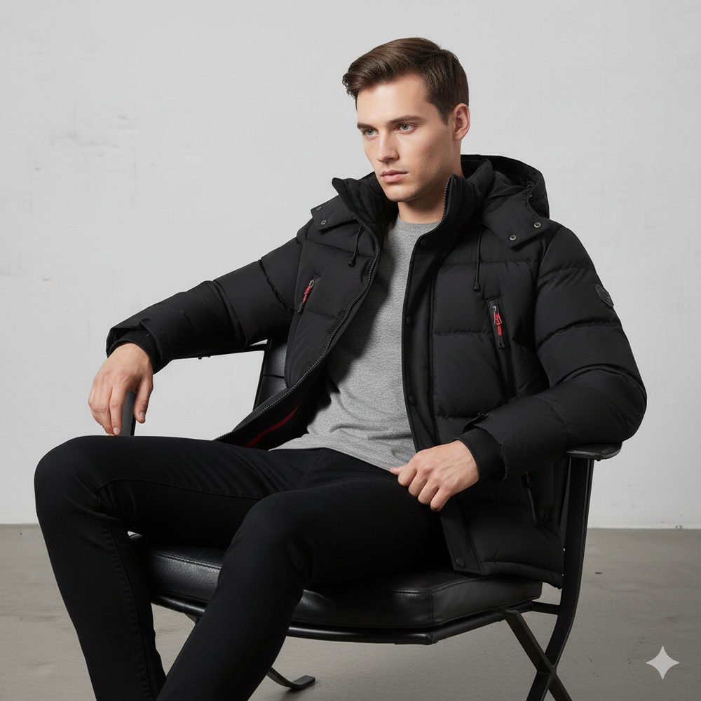 Herren Steppjacke mit Kapuze | Winter | Warm & Atmungsaktiv