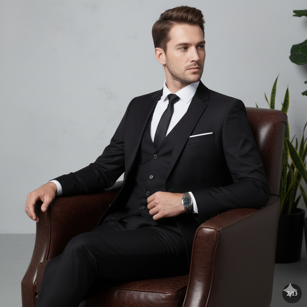 Herren Anzug 3-teilig | Slim Fit Elegant für Business & Hochzeit