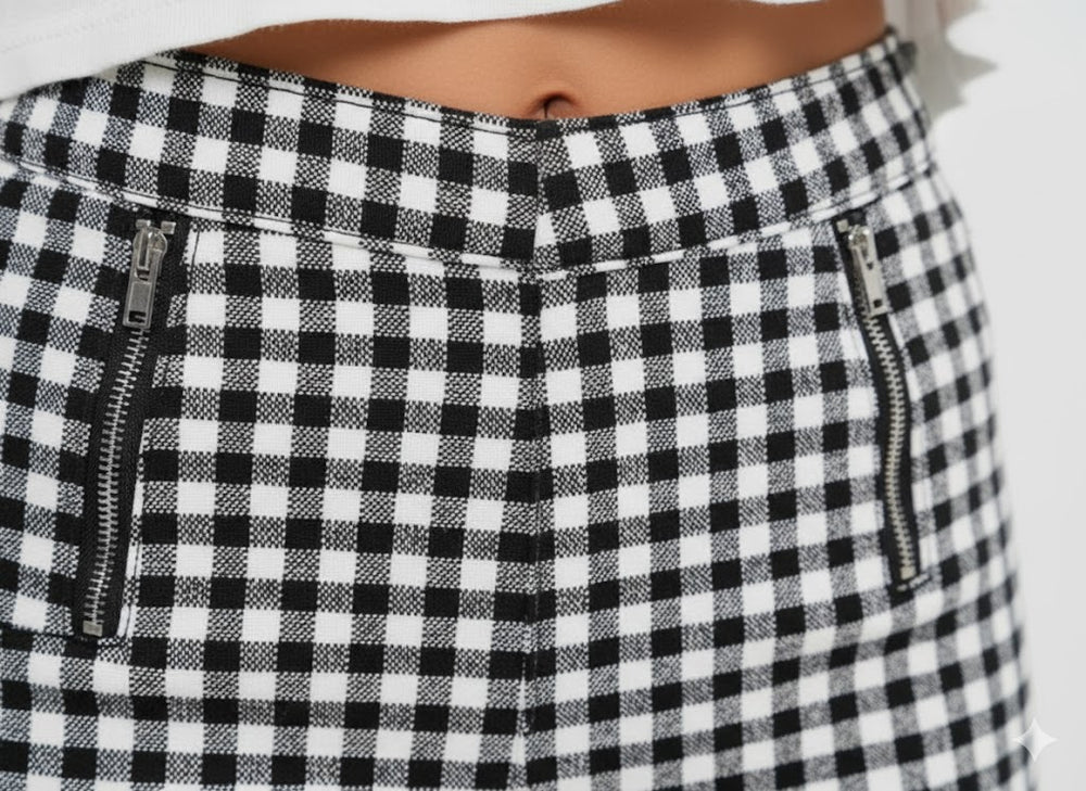 Damen Karohose Slim Fit | Hoher Bund & Figurbetont