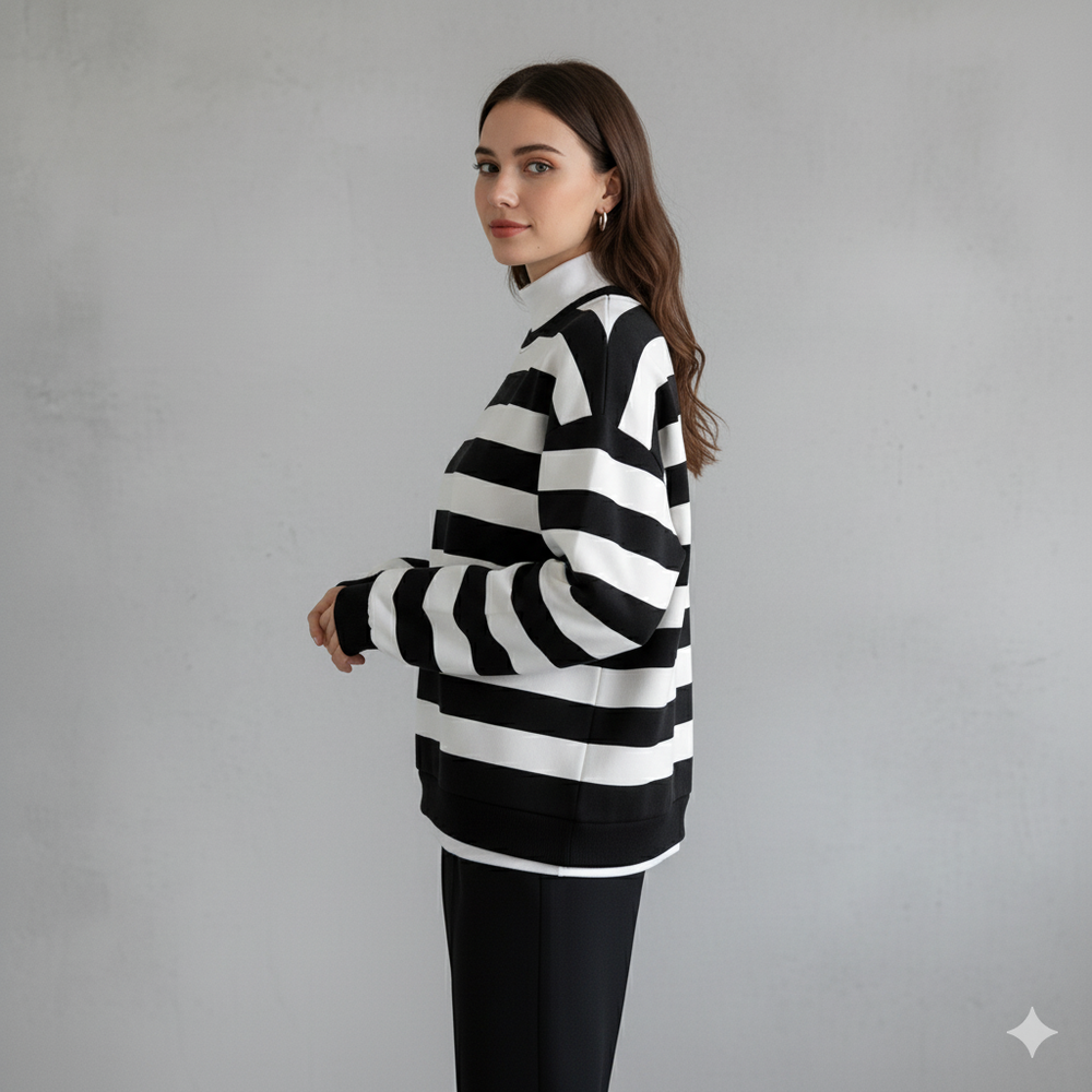 Damen Pullover Kuschelig Lässig | Gestreift | Rundhals