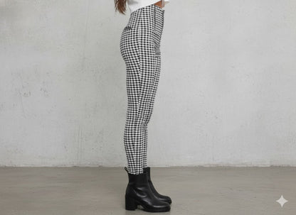 Damen Karohose Slim Fit | Hoher Bund & Figurbetont