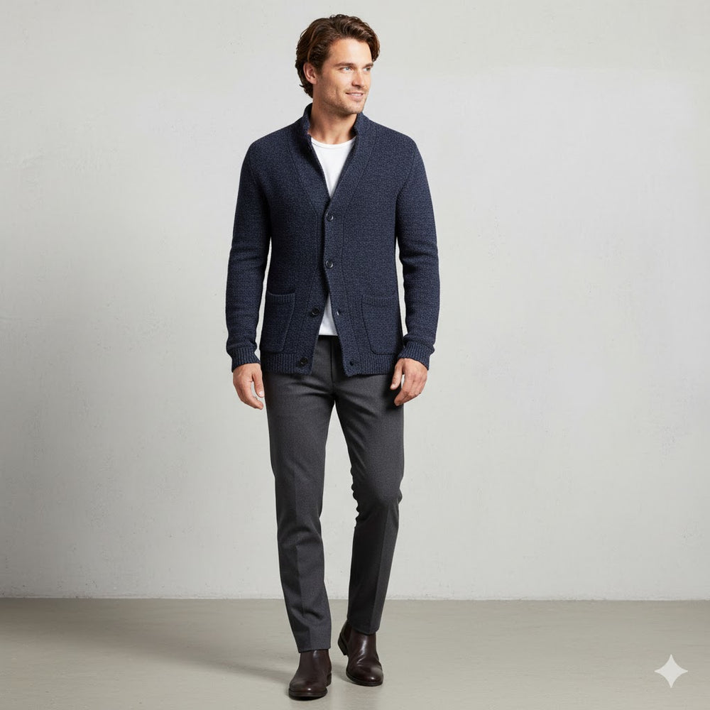 Herren Strickjacke mit Stehkragen | Slim Fit | Winter