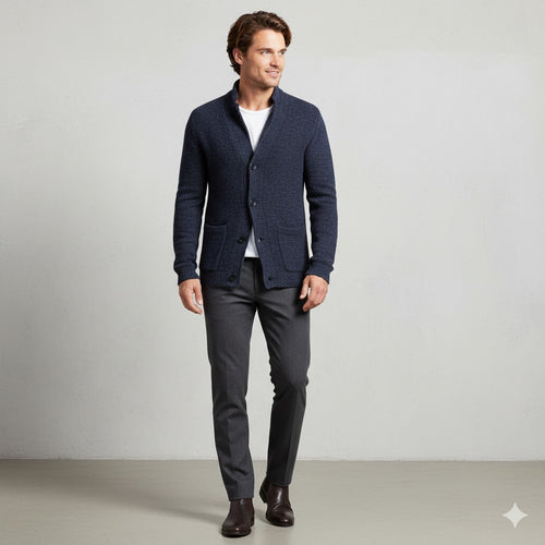 Herren Strickjacke mit Stehkragen | Slim Fit | Winter