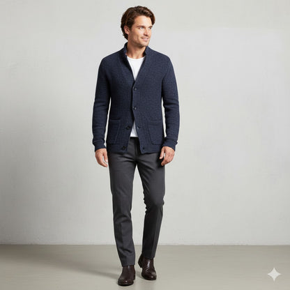 Herren Strickjacke mit Stehkragen | Slim Fit | Winter