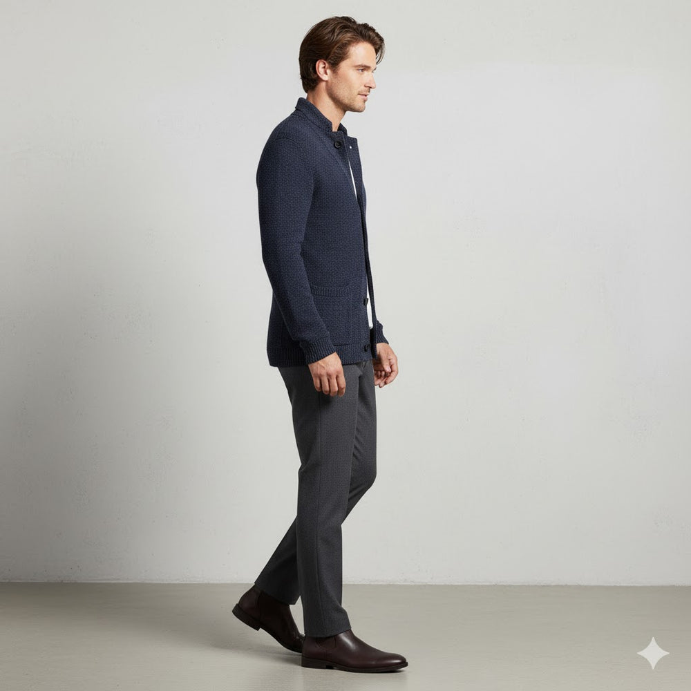 Herren Strickjacke mit Stehkragen | Slim Fit | Winter