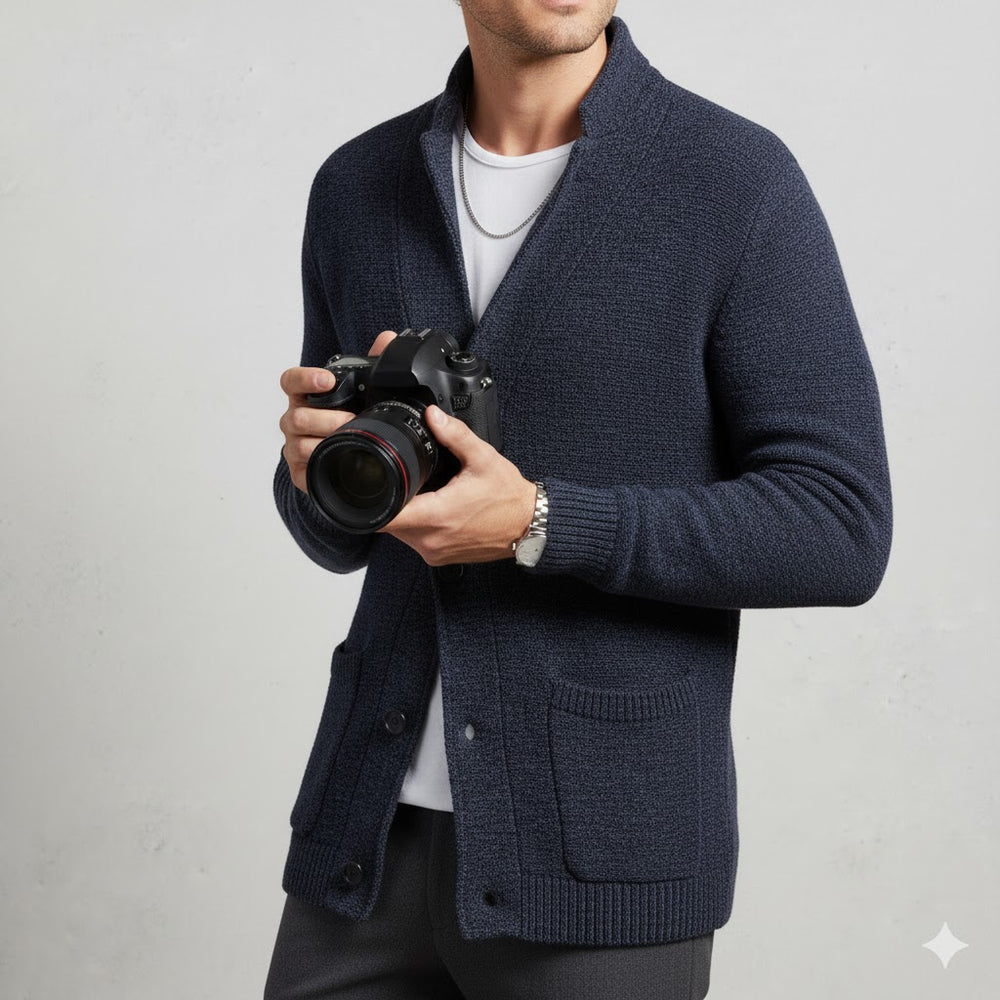 Herren Strickjacke mit Stehkragen | Slim Fit | Winter