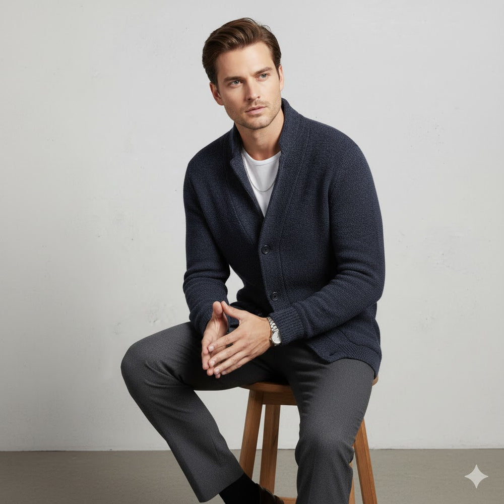 Herren Strickjacke mit Stehkragen | Slim Fit | Winter