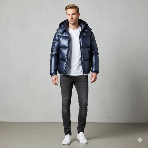 Herren Pufferjacke mit Kapuze | Winter | Warm & Modern