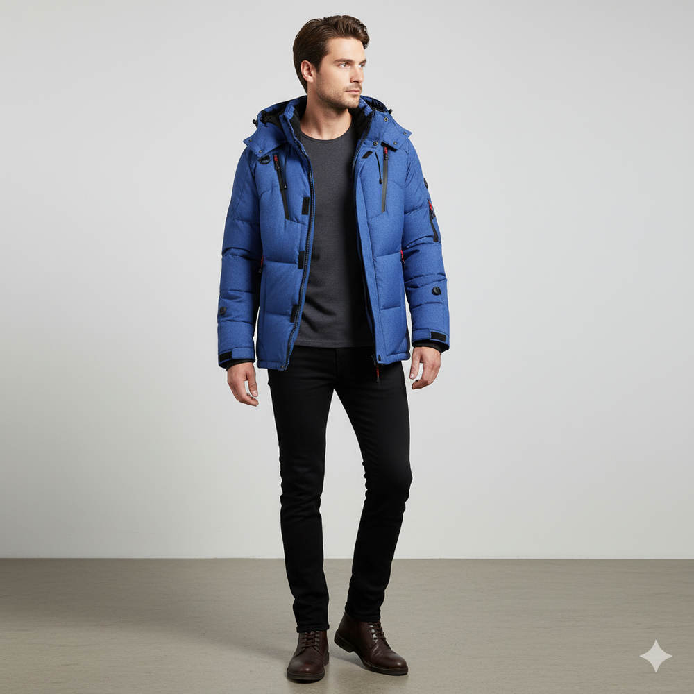 Herren Steppjacke mit Kapuze | Winter | Warm & Atmungsaktiv