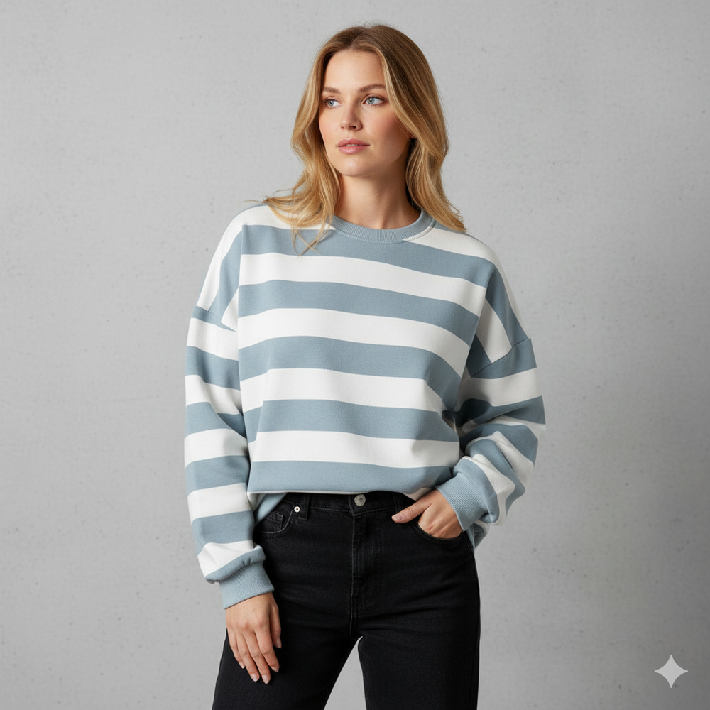 Damen Pullover Kuschelig Lässig | Gestreift | Rundhals
