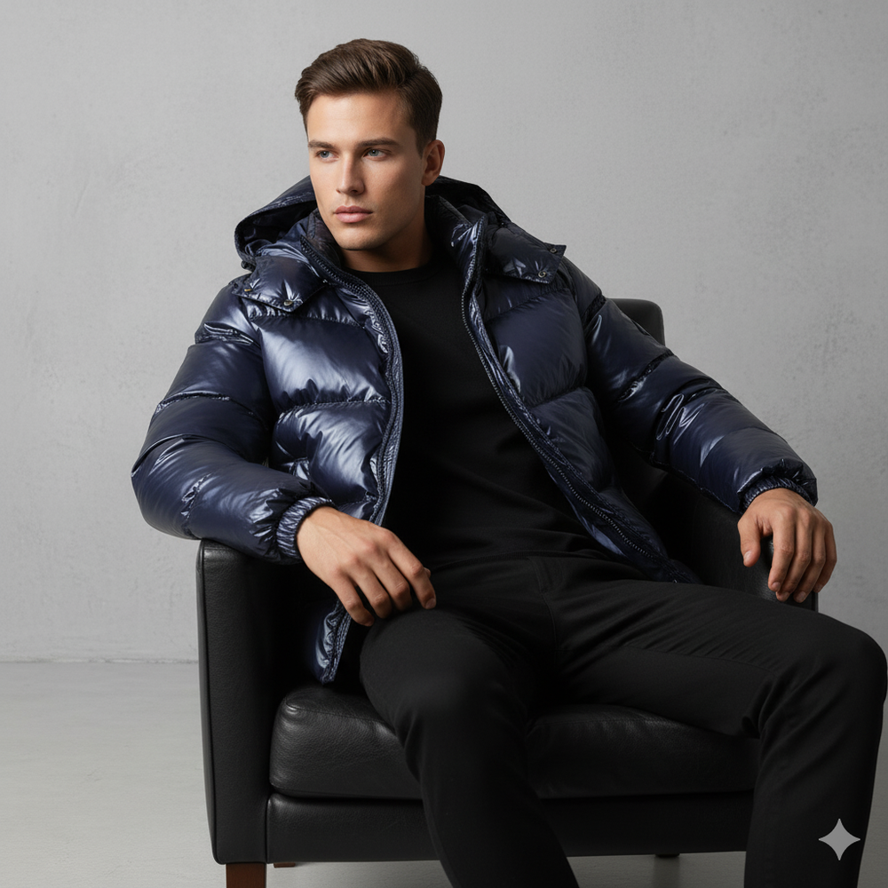 Herren Pufferjacke mit Kapuze | Winter | Warm & Modern