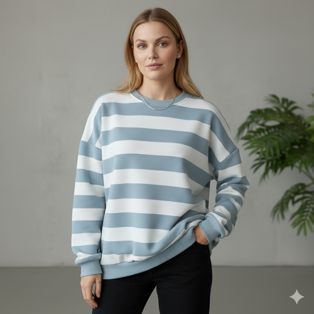 Damen Pullover Kuschelig Lässig | Gestreift | Rundhals