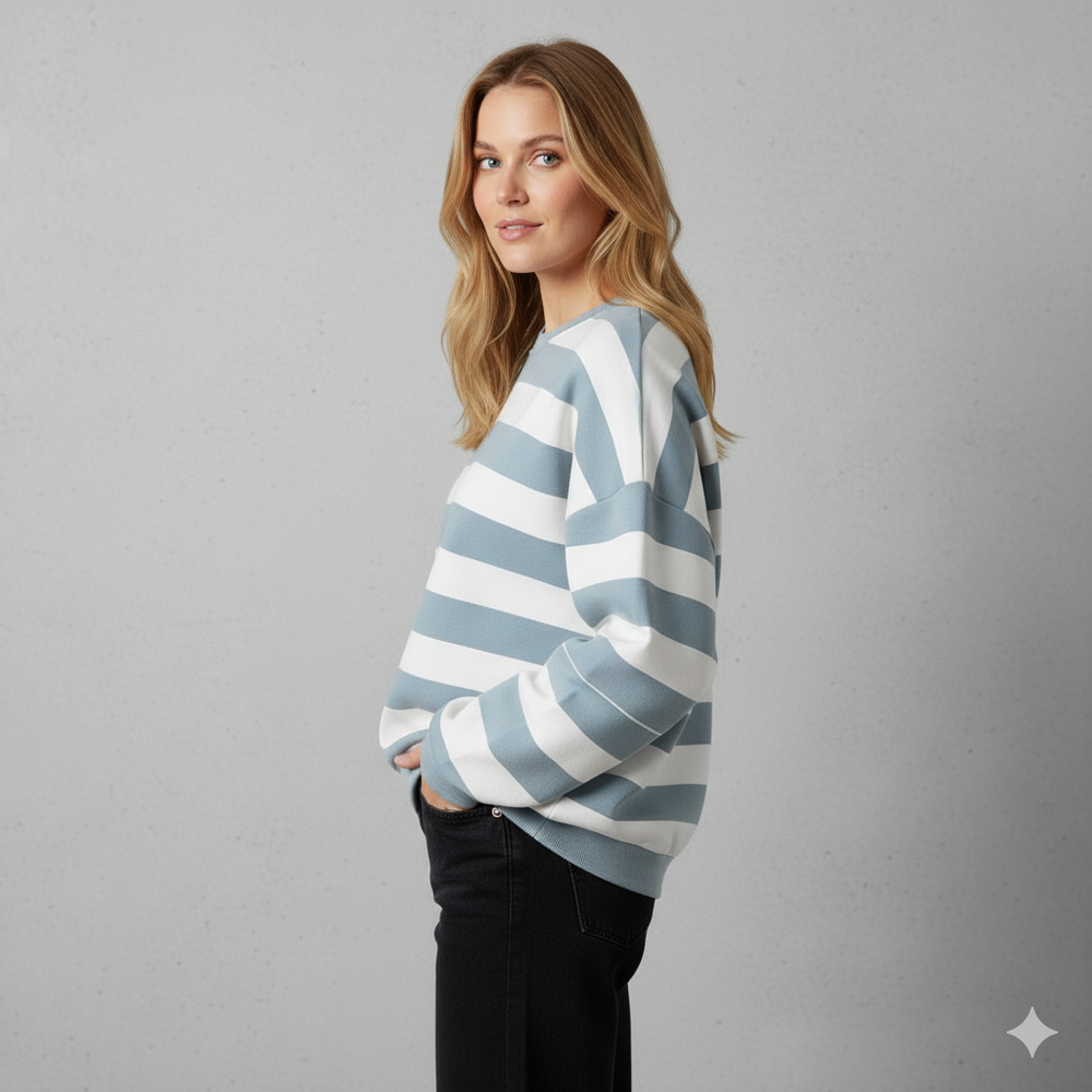 Damen Pullover Kuschelig Lässig | Gestreift | Rundhals