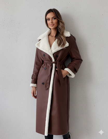 Damen Mantel aus Veganleder mit Plüschfutter | Warm & Modern
