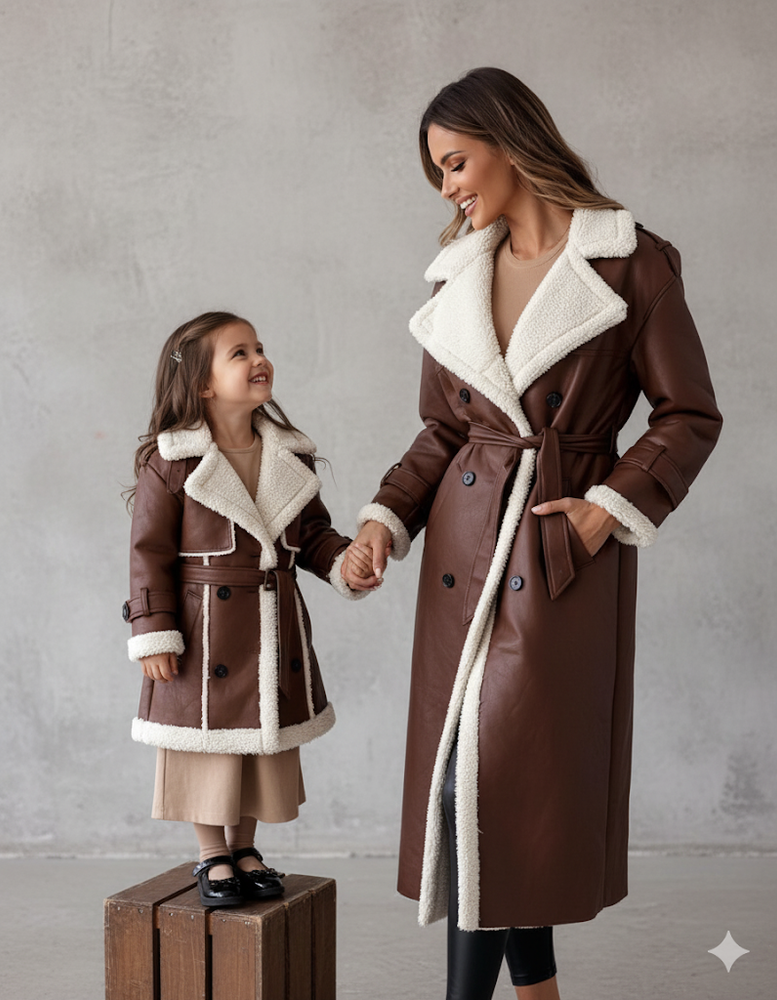 Damen Mantel aus Veganleder mit Plüschfutter | Warm & Modern