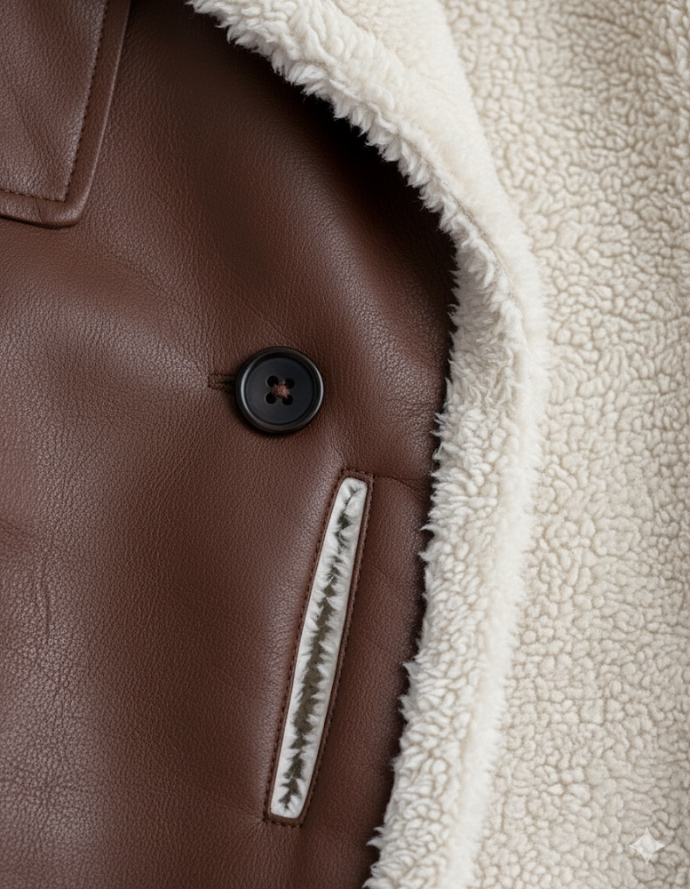 Damen Mantel aus Veganleder mit Plüschfutter | Warm & Modern