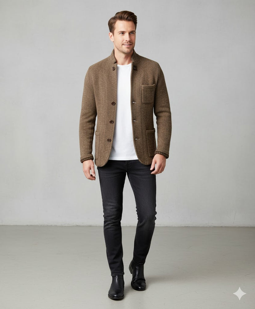 Herren Strickjacke mit Stehkragen | Slim Fit | Winter