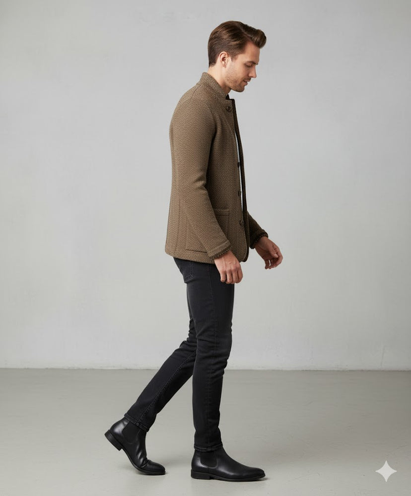 Herren Strickjacke mit Stehkragen | Slim Fit | Winter