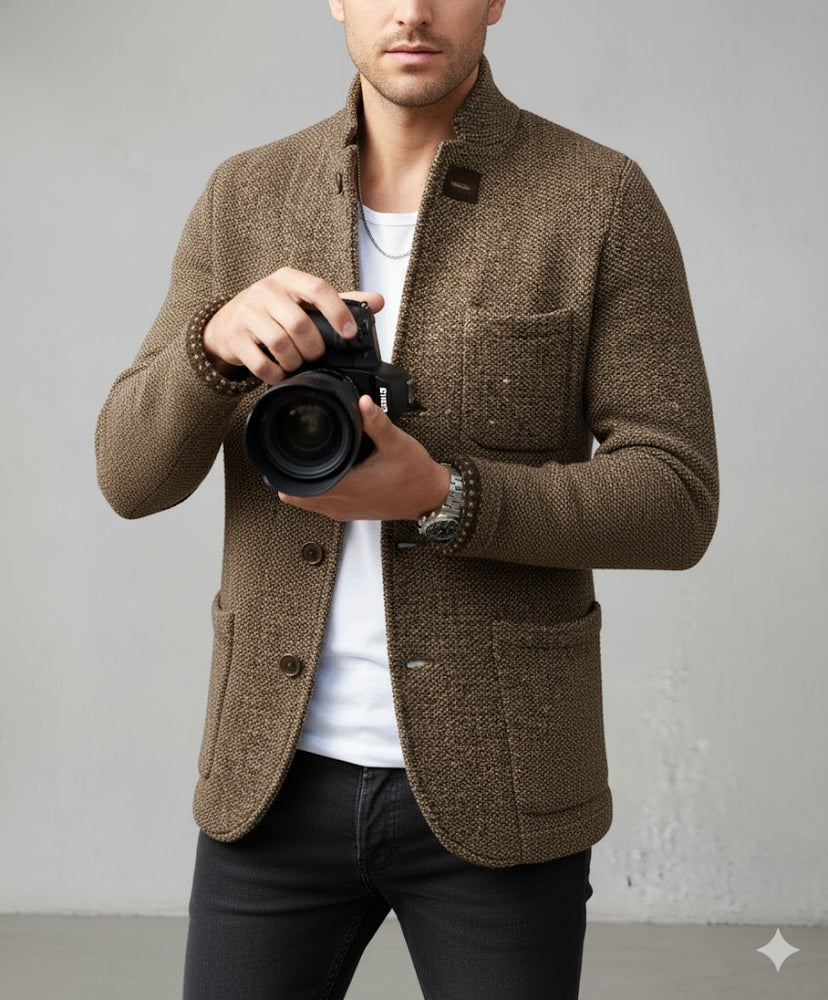 Herren Strickjacke mit Stehkragen | Slim Fit | Winter