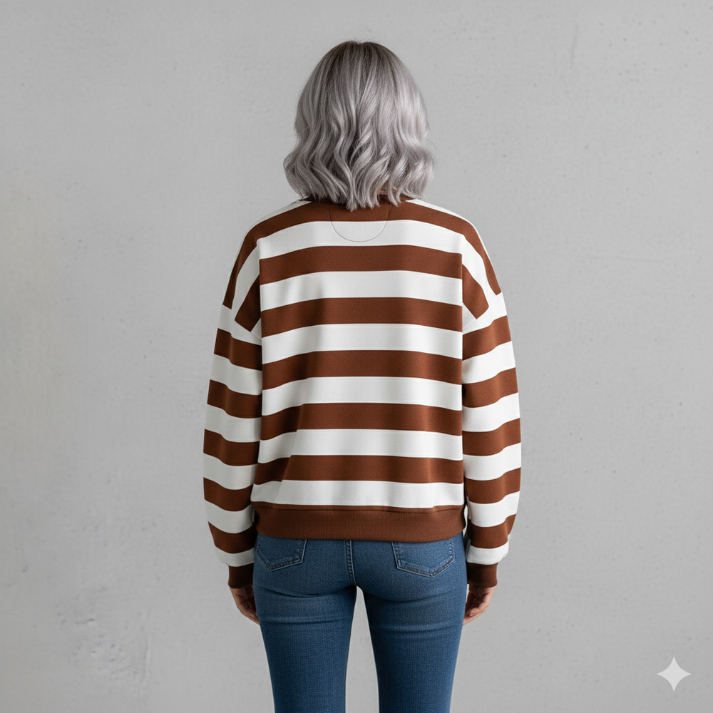 Damen Pullover Kuschelig Lässig | Gestreift | Rundhals